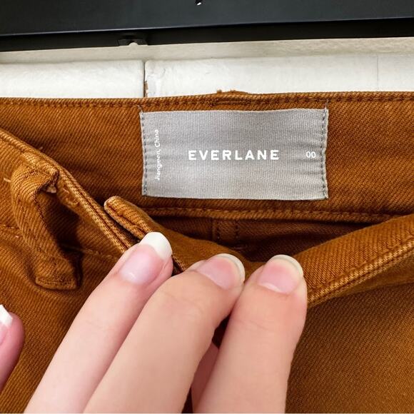 Everlane Straight Leg Crop High Rise Golden Brown Pant 00 - Picture 4 of 7